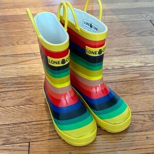 LONECONE Kids Colorful Striped Rain Boots